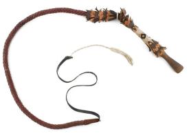 Bőr karikás ostor, nagy méretű Nyél 30 cm