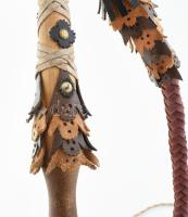 Bőr karikás ostor, nagy méretű Nyél 30 cm