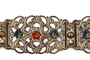 Karkötő, áttört fém, zománc díszítéssel 19 cm