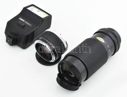 Canon AV1 fényképezpőgép 3 klf objektívvel, vakuval, egyéb tartozákokkal