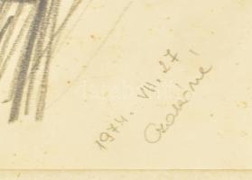 Czakóné jelzéssel? Álmosság. Ceruuza, papír, Jelzett 43x31 cm Kartonon