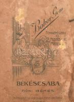 cca 1910 Fiatal pár portréja, keményhátú fotó Bokor Géza békéscsabai műterméből, üvegezett fakeretbe...