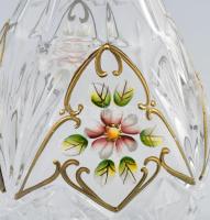 Nagy méretű díszes boros / likőrős üveg. Kézzel festett, hibátlan 34 cm