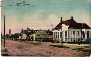 1930 Verebély, Vráble; Fő utca, sör és bor, Agrár Bank / Hlavná ulica, vino, pivo, Agrarna Banka / main street, beer and wine, bank (EK)