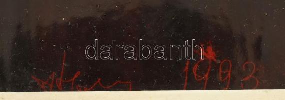 Madonna kis Jézussal, Tűzzománc, jelzett, keretben 24x16 cm