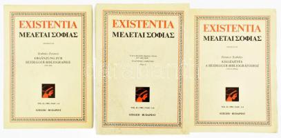 Existentia. Vol. II /1992 / Fasc. 1-4. Bölcseleti tanulmányok. Szerk.: Csejtei Dezső, Ferge Gábor, Endreffy Zoltán, Gausz András, Gyenge Zoltán. Szeged-Bp., 1992, Pro Philosophia Szegediensi Alapítvány, 659+(7) p. Magyar, angol és német nyelven. Kiadói papírkötés. + 2 db melléklet / kísérőfüzet: Ferenczi Szabolcs: Kiegészítés a Heidegger-bibliográfiához (1926-tól 1990-ig), magyar ill. német nyelvű, mindkettő Ferenczi Szabolcs által DEDIKÁLT.