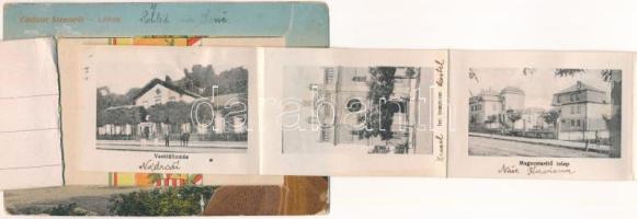 1919 Szenc, Szempcz, Senec; Leporellolap belül 10 képpel: vasútállomás, zsinagóga, Magnemesítő telep...