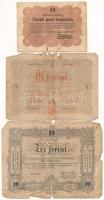 1848. 5Ft "Kossuth bankó" vörösesbarna nyomat + 10Ft "Kossuth bankó" + 1849. 15kr "Kossuth bankó" T:F-G