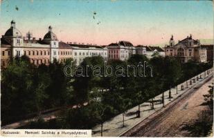 1913 Kolozsvár, Cluj; Nemzeti Színház a Hunyady térrel. Lepage Lajos kiadása / square, theatre (kopott sarkak / worn corners)