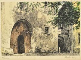 Autheried Camilloné Hannibál Gizella (1881-1978): Sopron, Festő köz. Akvarellel színezett nyomat, pa...