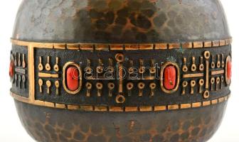 Muharos Lajos: Iparművész díszváza. Kézzel készült, zománc díszítéssel Jelzés nélkül 21 cm