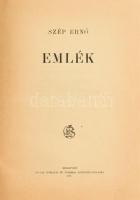 Szép Ernő: Emlék. Bp., 1917, Pallas, 210 p. Első kiadás. Átkötött egészvászon-kötésben, jó állapotba...