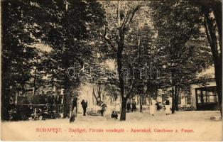 1910 Budapest XII. Zugliget, Fácán vendéglő, pincérek (EK)