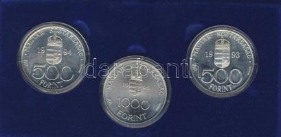 1993-96. 500Ft Ag + 500Ft Ag + 1000Ft Ag "Integráció az EU-ba - ECU" sor, szettben T:BU Dí...