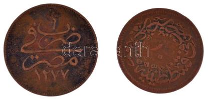 Egyiptom 1868. (1277/9) 10p bronz "Abdul-Aziz" + Oszmán Birodalom 1857. (1255/19) 10p Cu &...