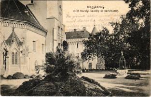 1912 Nagykároly, Carei; Gróf Károlyi kastély és park. Csókás László kiadása / castle and park (EK)