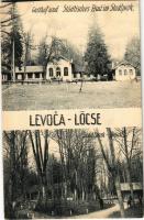 Lőcse, Levoca; Gasthof und Städtisches Bad im Stadtpark / Szálloda és vendéglő, fürdő, park / hotel and restaurant, spa hall, park (EK)