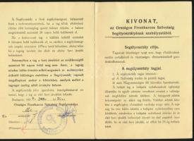 1939 Az Országos Frontharcos Szövetség segélyigazolványa kitöltve, pecsételve, fizetési igazoló szel...