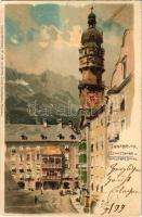 1899 (Vorläufer) Innsbruck (Tirol), Stadtturm u. Goldenes Dachl / city tower. Kuenstlerpostkarte No. 1218. von Ottmar Zieher Kunstanstalt litho (EK)