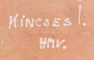 Kincses Imre, Hódmezővásárhely mázas kerámia falitál, többszínű virágmintával, jelzett, apró mázhibá...