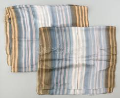 2 db egyforma csíkos sál, jelzett, 100% Silk, kb. 170x50 cm