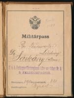 1910-1912 K. u. k. katonai igazolvány (K.u.k. Militärpass Festungsartillerie-Regiment Edler von Koll...