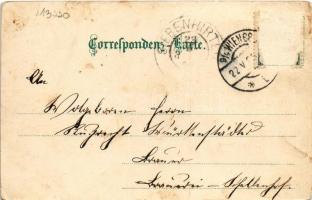 Wien, Vienna, Bécs; Maximilianplatz / square, church, coat of arms. Art Nouveau, floral, litho (EB)