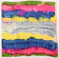 Claudio Michi Julian színes kendő, kézzel szegett, újszerű állapotban, kb. 90x90 cm