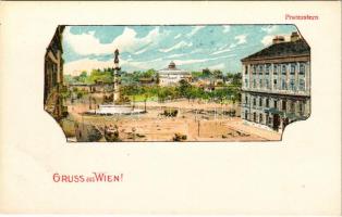 Wien, Vienna, Bécs; Praterstern / street view, tram. litho