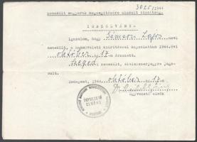 1944 Bp., Menekült igazolványok, 3 db, 1944. okt. 17., dec. 21, 28