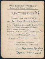 1945 Gestapo-Fogházviseltek Köre igazolványa, zsidó származású személy részére