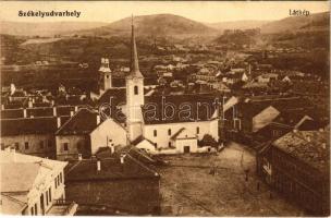 1914 Székelyudvarhely, Odorheiu Secuiesc; Fő tér, templom. Szvoboda J. kiadása / main square, church