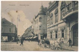 1911 Temesvár, Timisoara; Hunyady utca, Deutsch Testvérek üzlete, lovashintó / street, shop, horse chariot (fl)