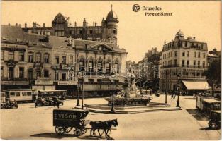 Bruxelles, Brussels; Porte de Namur / tram, café, shops