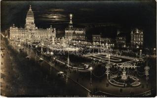 1922 Buenos Aires, Plaza del Congreso 6 square at night (worn corner)