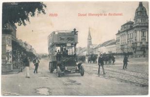 1912 Arad, József főherceg út és emeletes autóbusz / street, double decker autobus