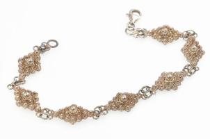 Ezüst (Ag) karkötő, Jelzett, áttört 7 g