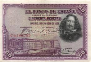 Spanyolország 1928. 50P T:II+ Csak egyszer hajtva!