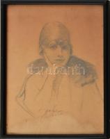 Géhl Zoltán (1888-1954): Art deco hölgy arcképe, Ceruza, papír, jelzett. Üvegezett, kissé sérült fakeretben, 31x23 cm