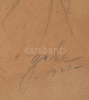 Géhl Zoltán (1888-1954): Art deco hölgy arcképe, Ceruza, papír, jelzett. Üvegezett, kissé sérült fak...