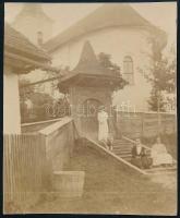 1912 Koronka (Erdély), református templom, feliratozott fotó, 8×10,5 cm