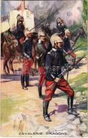 Cavalerie. Dragons. Guerre Européenne de 1914-1915. / WWI French military art postcard, cavalry, dragoons (EK)