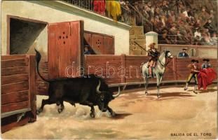 Salida de el Toro / Spanish folklore, bullfight. litho (Rb)