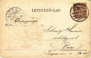 1900 Art Nouveau lady, Floral, Emb. litho (EK)