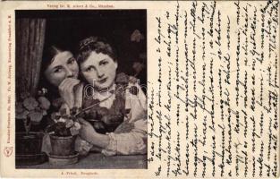 1900 Neugierde / Children art postcard s: A. Frind (EK)