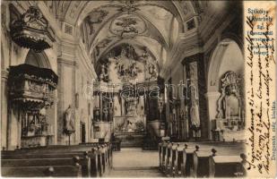 1904 Székelyudvarhely, Odorheiu Secuiesc; Szt. Ferencrendi szerzetesek templomának belseje. Dragomán czég kiadása / church interior