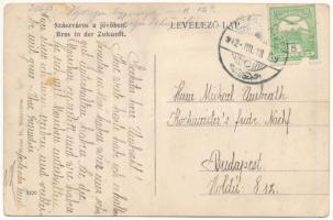 1912 Szászváros, Broos, Orastie; a jövőben montázs, gyógyszertár. Weisz D. kiadása / in the future m...