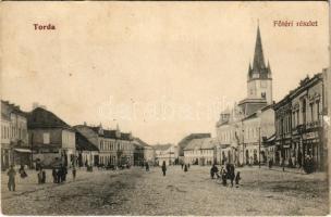 1911 Torda, Turda; Fő tér, üzletek. Szabó és Kandó kiadása / main square, shops (Rb)