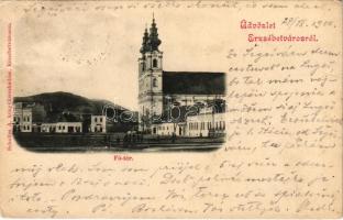 1900 Erzsébetváros, Dumbraveni; Fő tér. Scholtes A. kiadása / main square (EK)