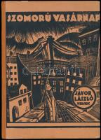 Jávor László: Szomorú vasárnap. - - XXXI verse. A szerző, Jávor László (1903-1992) bűnügyi újságíró, költő, szövegíró, festőművész által DEDIKÁLT példány. Bp., 1935,"Horizont",(Kispest, Faragó Imre-ny.), 47+1 p. A borító Láng István munkája. A 'Szomorú vasárnap' (Gloomy Sunday) c. vers Seress Rezső (1899-1968) híres dalának, a dalszövegeként vált ismertté. A dal keletkezésére így emlékezett vissza később Seres: "Az egyik ligeti kávéházban zongoráztam, mikor bejött Jávor László fiatal újságíró. Daloltam a nótáimat és megkérdezte, hogy ki írta azokat. Megmondtam, hogy én. Nem szólt semmit, írt rólam egy cikket. (...) Aztán elkerültem a ligetből a Dunapartra és egyik este itt is felkeresett Jávor László. Mutatott egy nótát, amelynek szövegét ő írta, míg a zenéjét Rácz Zsiga cigányprímás szerezte. Az volt a címe, hogy 'Fekete vasárnap'. A muzsika nem tetszett Jávornak és megkért, hogy írjak hozzá másik zenét. Megtetszett a szöveg, de kijavítottam a fekete szót szomorúra, mert úgy emlékeztem, hogy Fekete vasárnap című nóta már van." (Mike 54/315.) Kiadói félvászon-kötésben, kissé kopott borítóval, a hátsó borító foltos.